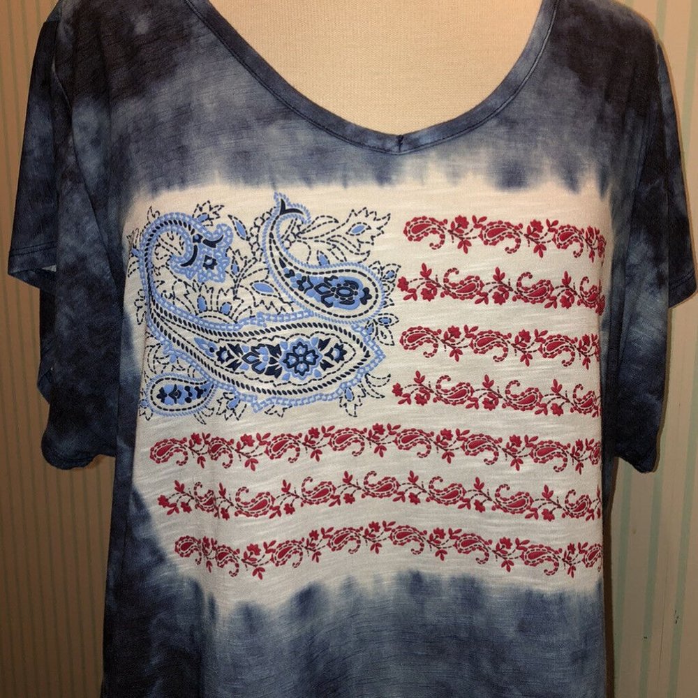 World Unity Patriotic Ladies Top Size 1X